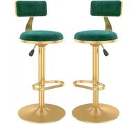 ZCEDZYSW Lot de 2 tabourets de comptoir hauts, pivotants à 360°, tabourets de bar avec dossier bas, élévateur à gaz et repose-pieds, tabouret de bar réglable en hauteur pour comptoir, bistro (vert, 40