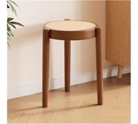 ZCEDZYSW Lot de 4 tabourets empilables en bois et rotin avec dessus rond - Style 1