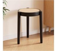 ZCEDZYSW Lot de 4 tabourets empilables en bois et rotin avec dessus rond - Style 2
