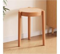 ZCEDZYSW Lot de 4 tabourets empilables en bois et rotin avec dessus rond - Style 3
