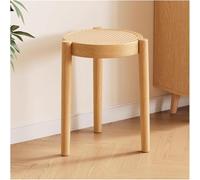 ZCEDZYSW Lot de 4 tabourets empilables en bois et rotin avec dessus rond - Style 4