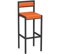 ZCEDZYSW Tabouret de bar moderne carré en polyuréthane avec dossier et repose-pieds en métal noir (orange, 40 x 42 x 65 cm)