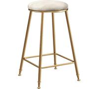 ZCEDZYSW Tabouret de bar nordique empilable en velours avec coussin métallique 63,5 cm (blanc)