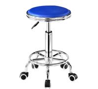 ZCEDZYSW Tabouret roulant rond robuste avec repose-pieds en cuir synthétique réglable en hauteur pour spa, salon, tatouage, massage, bleu