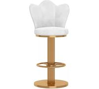 ZCEDZYSW Tabourets de bar pivotants à 360° - Hauts et résistants - Hauteur réglable - Élévateur à vis - Dossier papillon et pieds épais - Blanc - 65-80 cm