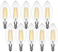 Zcexhph Ampoule Flamme E14,4W Ampoule Filament LED,Dimmable LED Bougie Flamme,400LM Lampe Forme de Bougie,Blanc Chaud 2700K,AC220V pour Décoration,10 Pièce