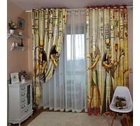 ZCFGG Rideau Occultants Fresque égyptienne Rideau a Oeillets de Fenêtre à Obscurcissement et Isolation Thermique Microfibre Home Decorative Draperies Chambre 75x166cm x 2 pcs