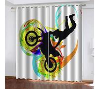 ZCFGG Rideau Occultants Salon de la Moto Rideau a Oeillets de Fenêtre à Obscurcissement et Isolation Thermique Microfibre Home Decorative Draperies Chambre 2 Pièces 140x250cm