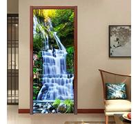 ZCFGG Sticker Porte Poster Trompe l'oeil Cascade rochers 95 x 215cm 3D Stickers Porte Interieure Trompe l'oeil Poster Mural Effet Décoration