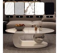 ZCFLWR Table Basse de Luxe en marbre avec Support en métal doré et comptoir en Pierre - Style élégant, Design Unique, Facile à Nettoyer