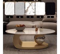 ZCFLWR Table Basse de Luxe en marbre avec Support en métal doré et comptoir en Pierre - Style élégant, Design Unique, Facile à Nettoyer