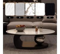 ZCFLWR Table Basse de Luxe en marbre avec Support en métal doré et comptoir en Pierre - Style élégant, Design Unique, Facile à Nettoyer