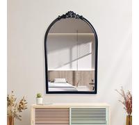 ZCFXIFGF Miroir Mural arqué orné, Miroir Noir Antique Vintage, Miroir Victorien 24”x36” pour cheminée/entrée, miroirs décoratifs baroques français (50 * 77 cm/20 * 30 Pouces)
