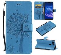 Zchen Coque Xiaomi Mi 8 Lite, Etui Pochette PU Cuir Portefeuille Housse Clapet Folio Livre Pliable Couvercle Rabattable pour Xiaomi Mi 8 Lite 6.26" (Chat-Bleu)