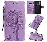 Zchen Coque Xiaomi Redmi Note 8T, Etui Pochette PU Cuir Portefeuille Housse Clapet Folio Livre Pliable Couvercle Rabattable pour Xiaomi Redmi Note 8T (Chat-Violet)