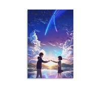 ZCHLATGDE Your Name Kimi No Na Wa Poster de dessin animé Peinture décorative sur toile Art mural pour salon, chambre à coucher, art mural, impression d'image moderne, décoration de chambre familiale,