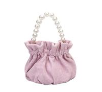 ZCHNB 19 x 16 cm Sac à chaîne de perles Sac seau à main Petit sac à perles pour mariage soirée sac en satin pour femme embrayage demoiselle d'honneur sac à main