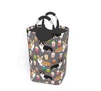 ZCHW Panier à Linge bac de Rangement Boba thé à Bulles thé Kawa Nourriture Gallois Corgis Chien Grand Panier de Rangement Pliable 50L