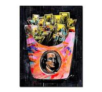 ZCHX Sac d'argent Peintures de Luxe Imprimer sur Toile Centaux Dollars Graffiti Wall Street Art Affiche Décoration Photos for Salon (Color : A, Size (inch) : 50x70CM No Frame)