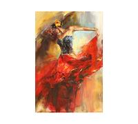 ZCHX Spanish Beauty Poster Imprime la Danseuse de Flamenco Abstrait Toile Peinture à l'huile de Danse Fille Fille Moderne Mur Art Image for la décoration de la Maison