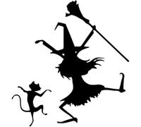 ZCHZCS Car Autocollant 14.2cm * 15cm Dance Witch and Cat Vinyl Vinyl Styling Car Autocollant Sticker Accessoires Black/Silver Accessoires
