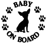 ZCHZCS Car Autocollant 14 Cm * 12,8 Cm Bébé À Bord De Chihuahua Chien en Vinyle Moto Autocollant Autocollant Sliver Noir