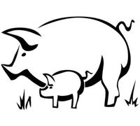 ZCHZCS Car Sticker 13.9cm*9.5cm Mama Pig and Baby Animal Car Sticker Motorcycle Decal Vinyl Black/Silver