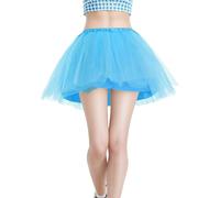 ZCJ Jupe en Tulle Femme Tutu 4 Couches - Jupon Élastique de Ballet Courte Style Années 80 pour Déguisement, Carnaval, Fête et Danse Classique, Bleu