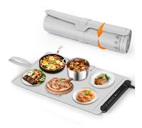 ZCJSHX Tapis chauffant alimentaire en silicone, Plaque chauffante électrique avec 3 niveaux de température et 4 minuteries, Pliable pour buffet