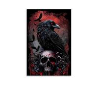 ZCJYMX Impression sur toile inspirée du corbeau et de la tête de mort - Poster décoratif sur toile pour chambre à coucher - 50 x 75 cm