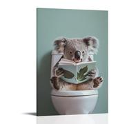 ZCJYMX Impression sur toile murale minimaliste représentant un koala lisant sur les toilettes, décoration familiale moderne pour salon, cadre 30 x 45 cm