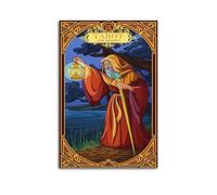 ZCJYMX Peinture décorative sur carte de tarot de l'ermite, décoration murale mystique pour la maison, peinture décorative d'inspiration vintage, idéale pour les amateurs de tarot et les amateurs
