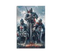 ZCJYMX Poster chrétien sur toile - Peinture à l'huile - Chevalier sacré puissant et croix - Poster décoratif sur toile pour chambre à coucher - Impression d'art moderne - 30 x 45 cm