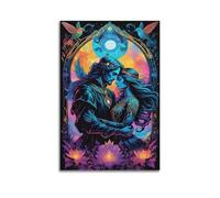 ZCJYMX Poster décoratif sur le thème fantastique couple romantique avec éléments célestes et oiseaux mythiques pour décoration murale 30 x 45 cm