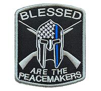Zcketo Écusson brodé avec crochet et boucle pour casquettes, sacs, sacs à dos, vêtements, épaules et gilets - Motif « God Blessed are The Peacemakers » - Bleu