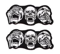 Zcketo Lot de 2 écussons brodés à thermocoller ou à coudre, motif tête de mort positive, pour sacs à dos, vêtements, gilet, casquette, uniforme, sac de motard