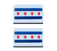 Zcketo Lot de 2 écussons brodés à thermocoller ou à coudre sur le drapeau de la ville de Chicago américain de l'Illinois State Chicago pour vêtements, jeans, jersey, uniforme de travail