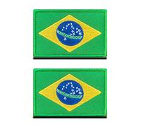 Zcketo Lot de 2 écussons brodés drapeau brésilien Amérique du Sud Brésil Velcro pour football, billard, équipe, vêtements de travail, jersey, sacs à dos, casquettes, voyage, tactique militaire
