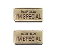 Zcketo Lot de 2 écussons brodés marron « Mama Says I'm Special » avec crochet et boucle pour soutien émotionnel, animaux, gilet, harnais, sac à dos, vestes, vêtements