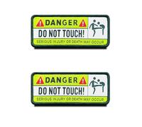 Zcketo - Lot de 2 écussons humoristiques « Danger : Do Not Touch » -Hook Loop Broderies tactiques - Emblème Rectangulaire - Vert - Moderne - Humour - Patch