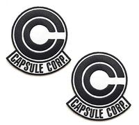 Zcketo Lot de 2 patchs Anime Capsule Corp avec fermeture pour casquettes, sacs, vestes, sacs à dos, vêtements, gilets, uniformes, cosplay - 10 x 10 cm