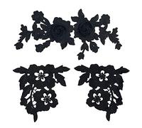 Zcketo Lot de 3 écussons à coudre en dentelle vintage - Motif rose - À coudre sur une robe, un chapeau, un sac, un jean, etc