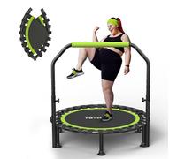 ZCMHAXJ Trampoline d'intérieur pliable, diamètre 101,6 cm, petit, avec élastiques, capacité de charge de 204 kg avec poignée réglable en hauteur en forme de U, mini trampoline pour enfants et adultes