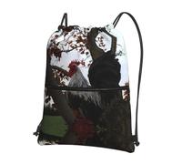 Zcmkjlg BackYard Sac à cordon de serrage avec poche à fermeture éclair, sac à dos pliable, réglable pour camping, festival, sortie