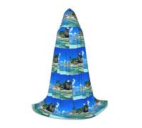 Zcmkjlg Belle cape à capuche imprimée plage avec grande capuche, costume de jeu de rôle idéal pour scène, carnaval