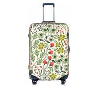 Zcmkjlg Belle housse de valise élastique avec impression de fleurs pour voyage d'affaires, poussière avec trous de poignée, grande housse de valise, blanc, L