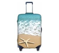 Zcmkjlg Belle housse de valise élastique avec impression d'étoiles de mer sur la plage pour voyage d'affaires, poussière avec trous de poignée, grande housse de valise, blanc, M
