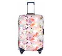Zcmkjlg Belle housse de valise élastique avec imprimé floral rose pour voyage d'affaires, poussière avec trous de poignée, grande housse de valise, blanc, XL