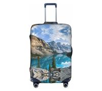 Zcmkjlg Belle housse de valise élastique imprimée montagnes pour voyage d'affaires, poussière avec trous de poignée, grande housse de valise, blanc, S