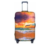 Zcmkjlg Belle housse de valise élastique imprimée plage au coucher du soleil pour voyage d'affaires, poussière avec trous de poignée, grande housse de valise, blanc, M